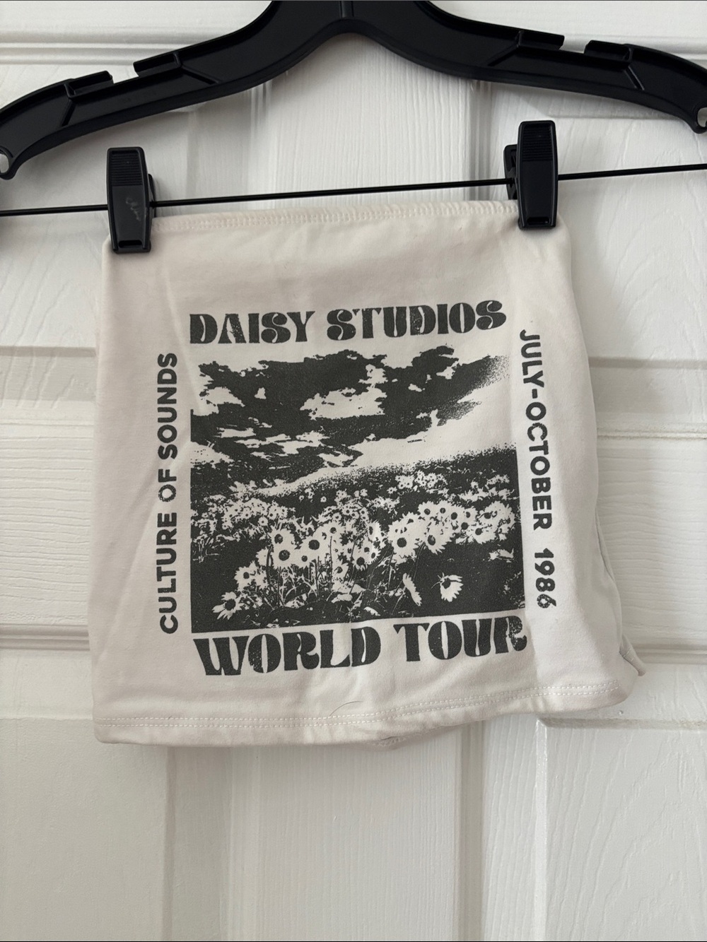 White Graphic Crop Top - "World Tour"
